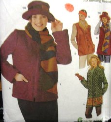 9820 Simplicity FLEECE JACKET LENGTHS, VEST, SCARF, HEADWEAR PATTERN 6-16 XS-Med or Lg-XL choice